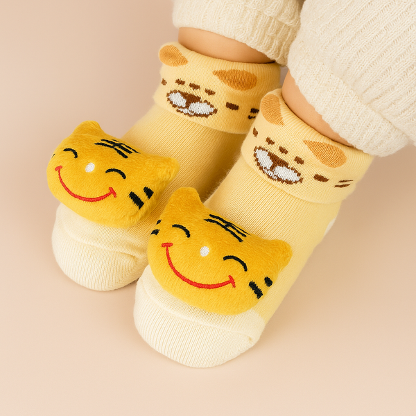 SUNSHINE BABY BOOTIES WHITE & BROWN CAT