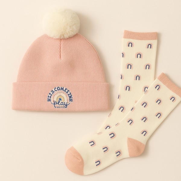 SUNSHINE BABY WINTER 2 PCS CAP & SOCK SET PEACH