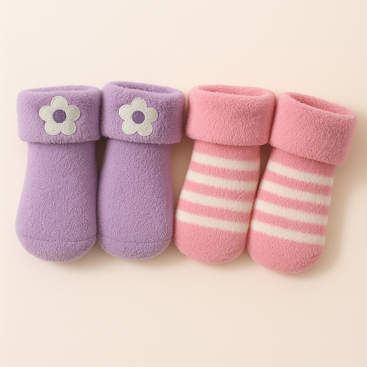 SUNSHINE BABY SOFT WOOLEN SOCK SET PURPLE & PINK (9088)