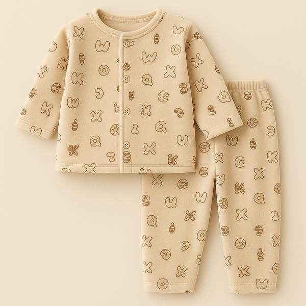 SUNSHINE BABY WINTER SLEEPSUIT ALPHABETS BROWN 3-6 MONTHS