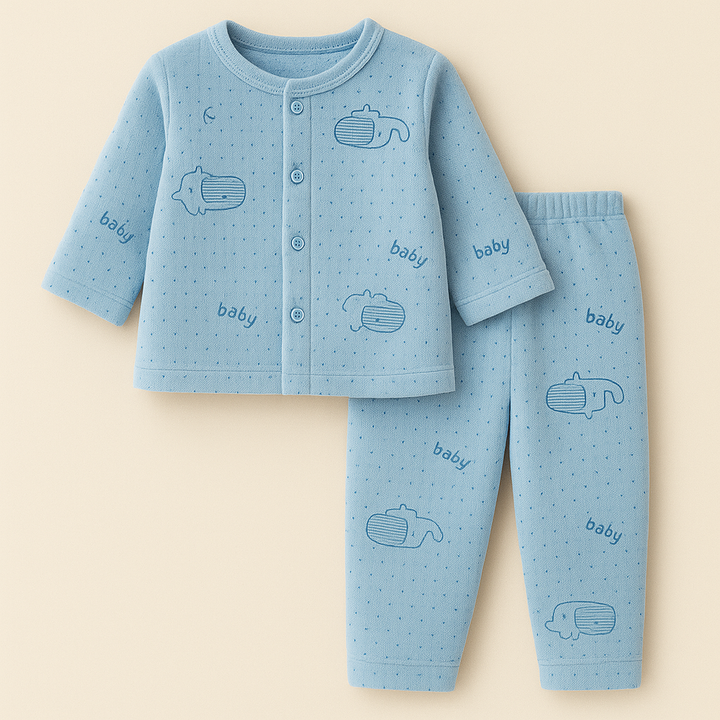 SUNSHINE BABY WINTER SLEEPSUIT ELEPHANTS BLUE 3-6 MONTHS