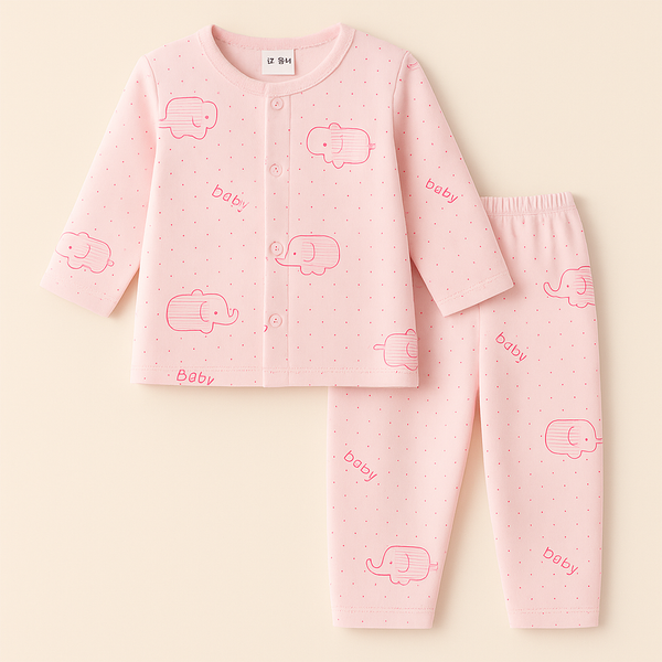 SUNSHINE BABY WINTER SLEEPSUIT ELEPHANTS PINK 3-6 M