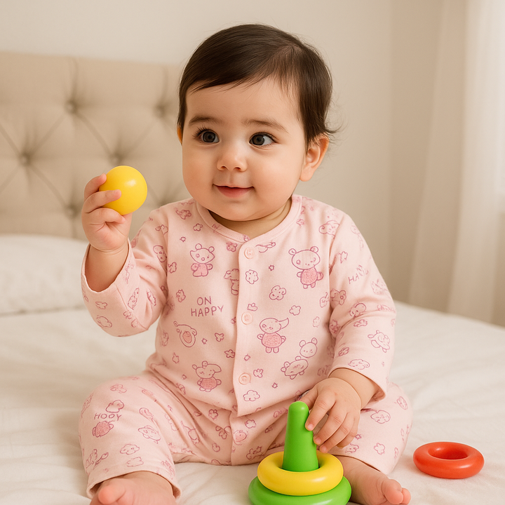 SUNSHINE BABY WINTER SLEEPSUIT ANIMALS PINK 3-6M