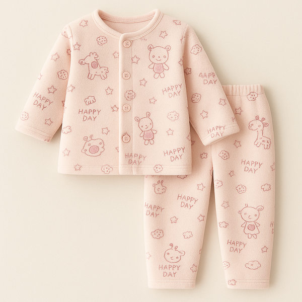 SUNSHINE BABY WINTER SLEEPSUIT ANIMALS PINK 3-6M