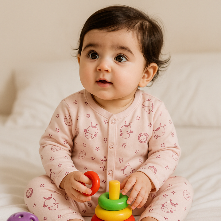 SUNSHINE BABY WINTER SLEEPSUIT PANDA WITH BALOON PINK 3-6M