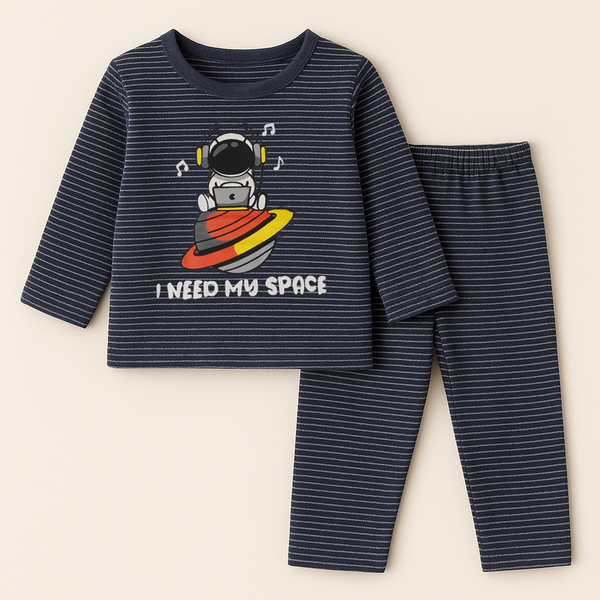 SUNSHINE BABY WINTER PAJAMA SET STRIPES SPACE NAVY BLUE T.G DUCK (L) 3Y