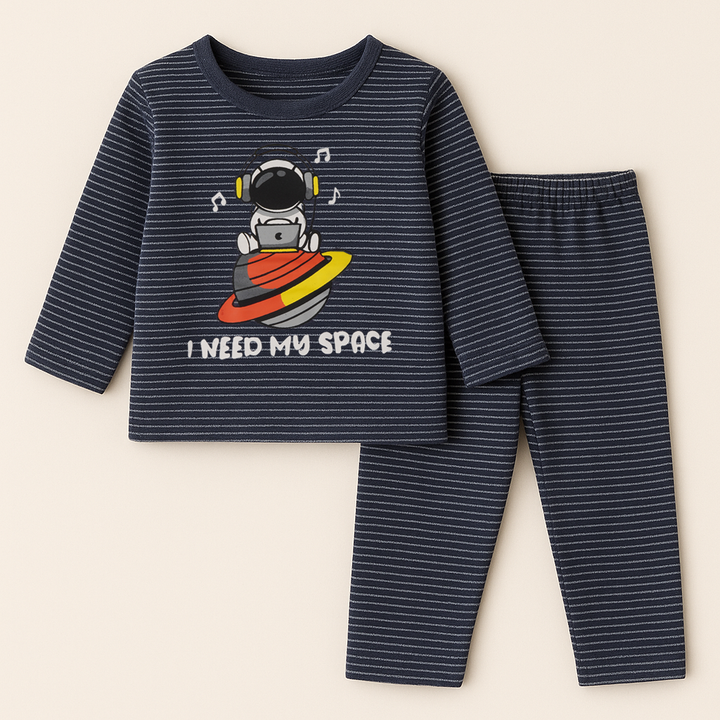 SUNSHINE BABY WINTER PAJAMA SET STRIPES SPACE NAVY BLUE T.G DUCK (L) 3Y