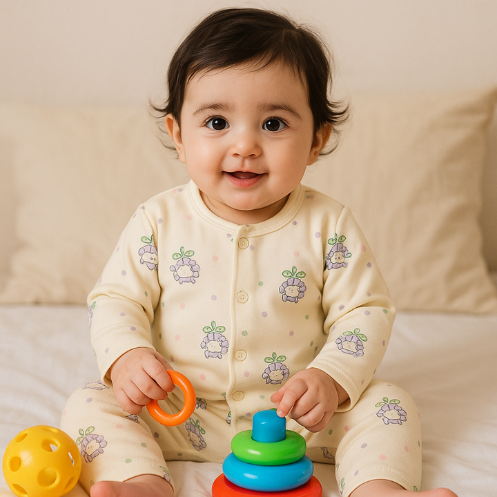 SUNSHINE BABY FLEECE SLEEPSUIT FLOWER PURPLE 3-6N