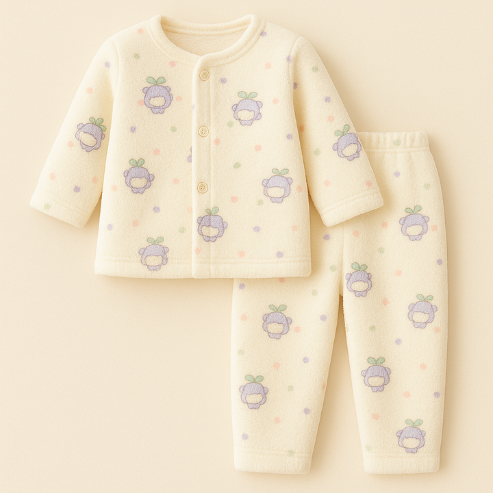 SUNSHINE BABY FLEECE SLEEPSUIT FLOWER PURPLE 3-6N