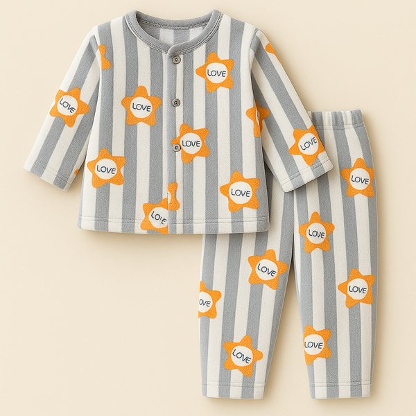 SUNSHINE BABY FLEECE SLEEPSUIT LOVE ORANGE 3-6N