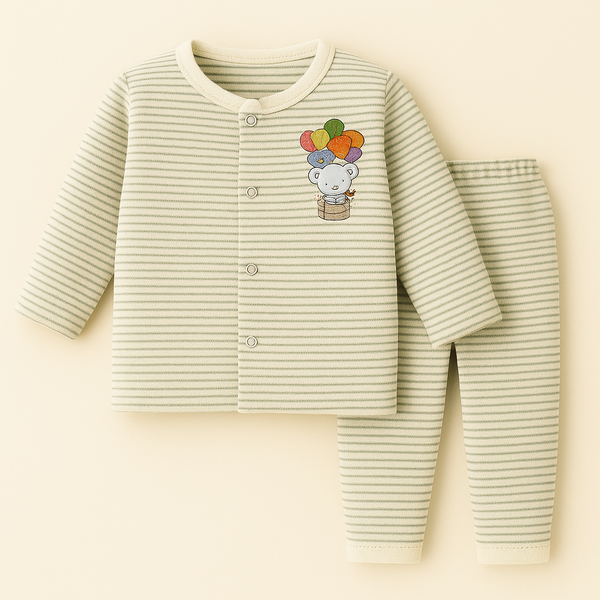 SUNSHINE BABY WINTER SLEEPSUIT STRIPES GREEN 3-6M