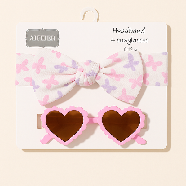 SUNSHINE BABY HEADBAND AND GLASSES HEART PURPLE
