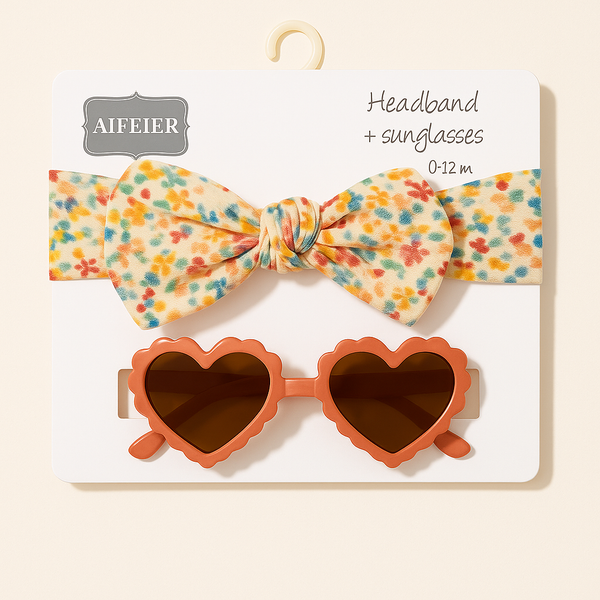 SUNSHINE BABY HEADBAND AND GLASSES HEART BROWN