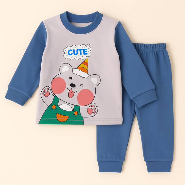 SUNSHINE WINTER PAJAMA SET CUTE GREY & BLUE 120(4Y)