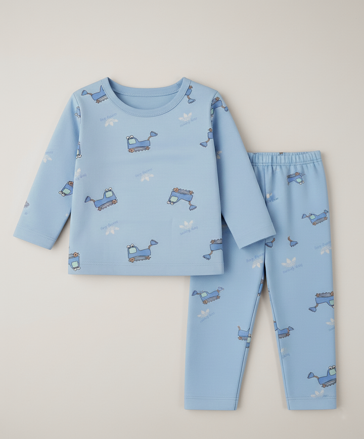 SUNSHINE BABY PAJAMA SET FLEECE EXCAVATOR BLUE 3Y (TG DUCK)