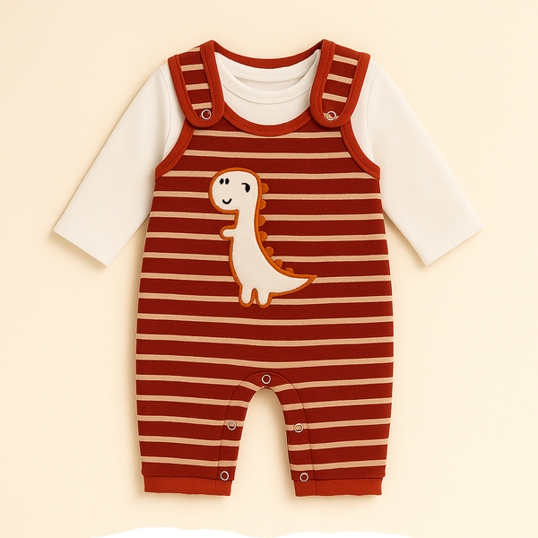 SUNSHINE BABY WINTER ROMPER STRIPES DINO MAROON 3-6M