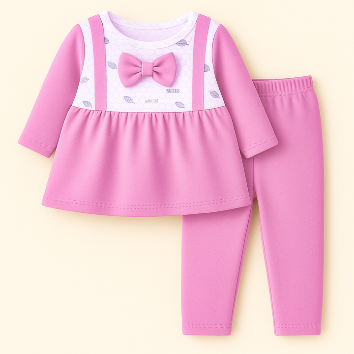 SUNSHINE BABY WINTER FROK LEAVES PINK 1Y (TG.DUCK)