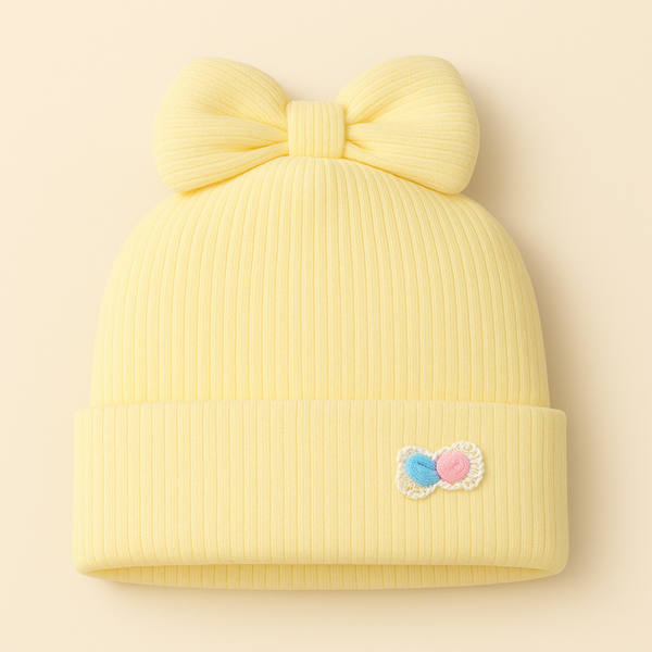 SUNSHINE BABY WINTER CAP BOW YELLOW