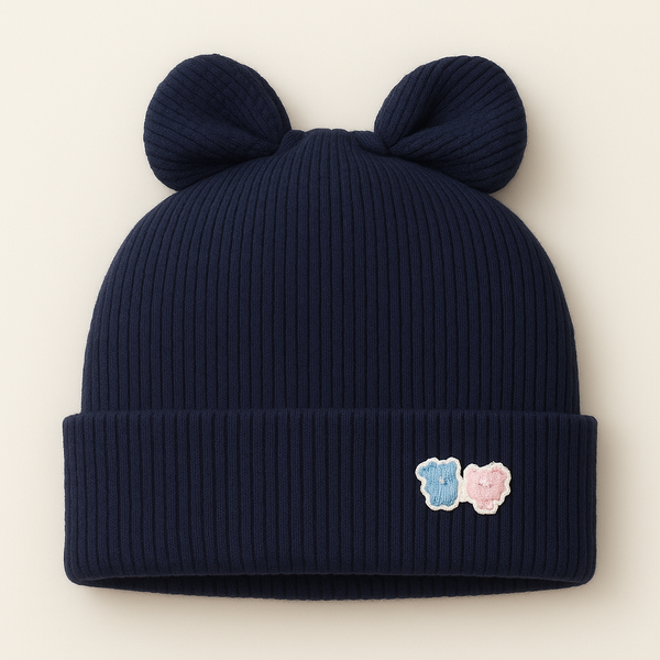 SUNSHINE BABY WINTER CAP BOW NAVY BLUE