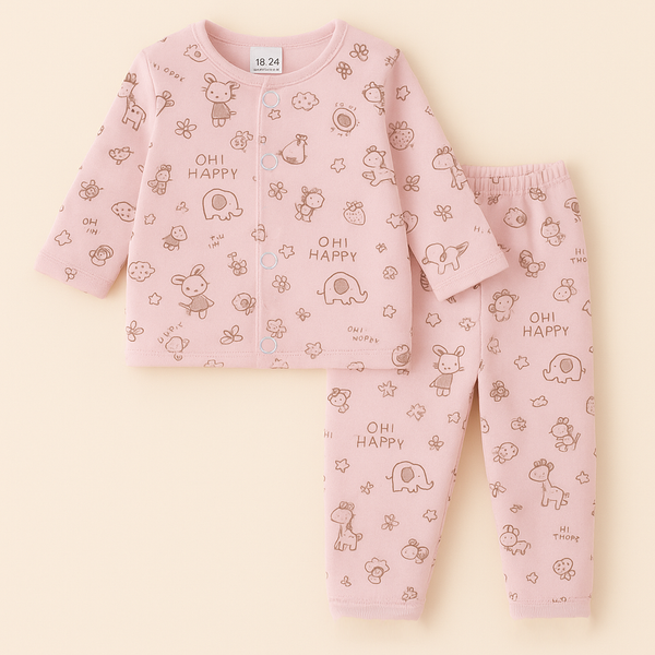 SUNSHINE BABY FLEECE SLEEPSUIT ANIMALS PINK (3-6M)