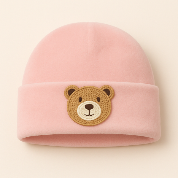 SUNSHINE BABY FLEECE BROWN BEAR CAP PINK