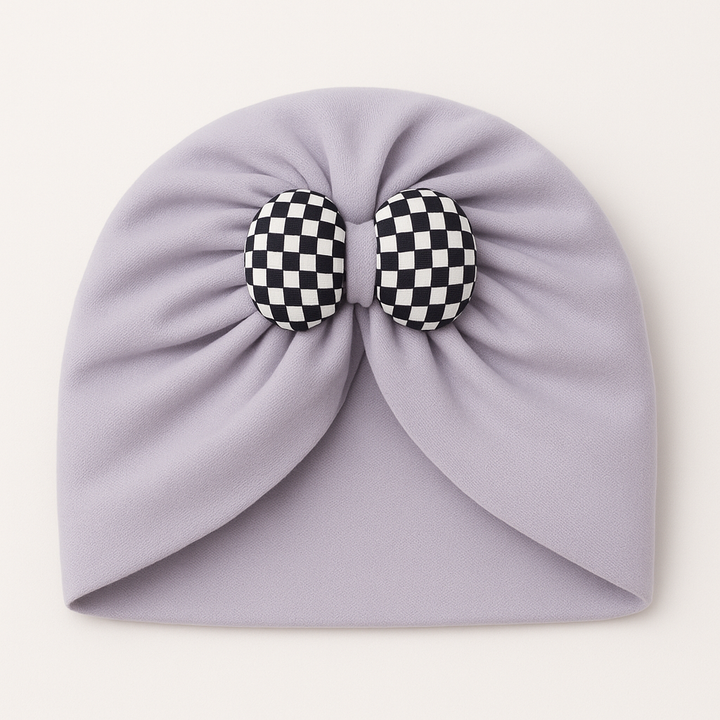 SUNSHINE BABY FLEECE TURBAN CAP WITH BOW GREY