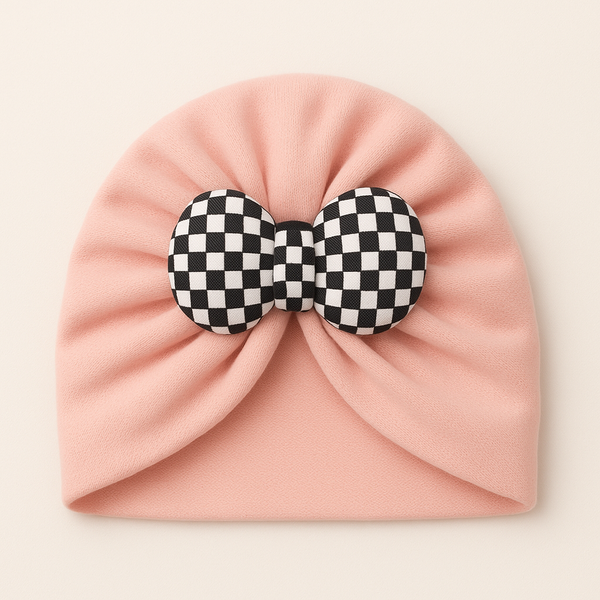 SUNSHINE BABY FLEECE TURBAN CAP WITH BOW PINK