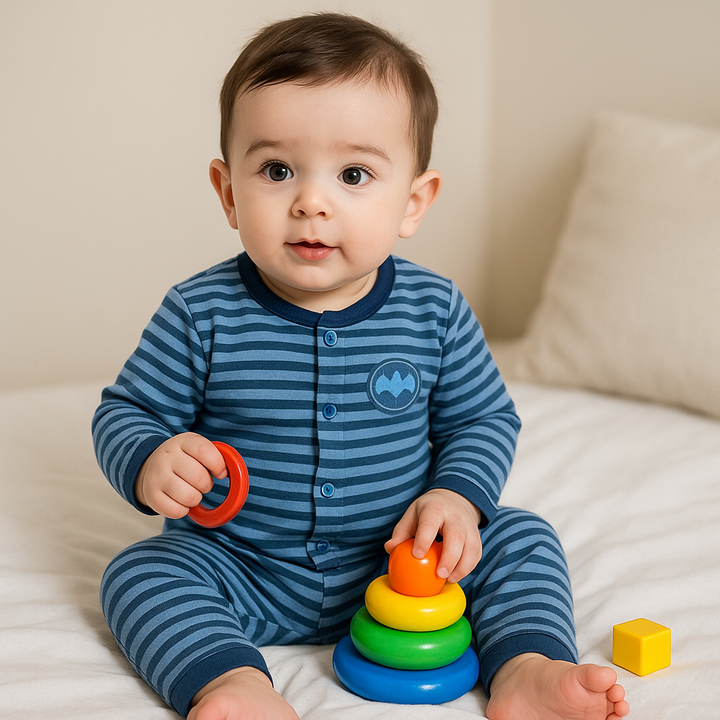 SUNSHINE BABY SLEEPSUIT FLEECE BLACK & NAVY BLUE 3-6M