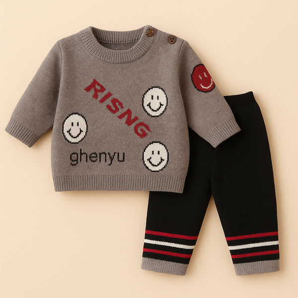 SUNSHINE BABY WOOLEN PAJAMA SET RISING SMILE BROWN 0-3M