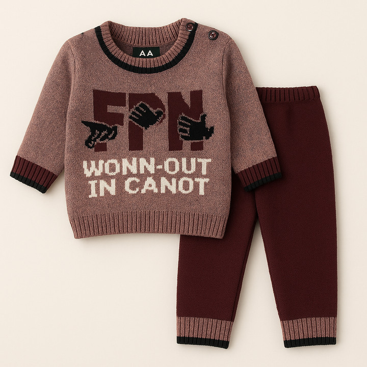 SUNSHINE BABY WOOLEN PAJAMA SET WONN-OUT BROWN 0-3M