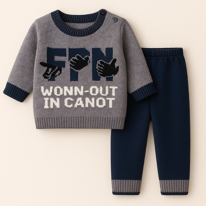 SUNSHINE BABY WOOLEN PAJAMA SET WONN-OUT GREY 0-3M