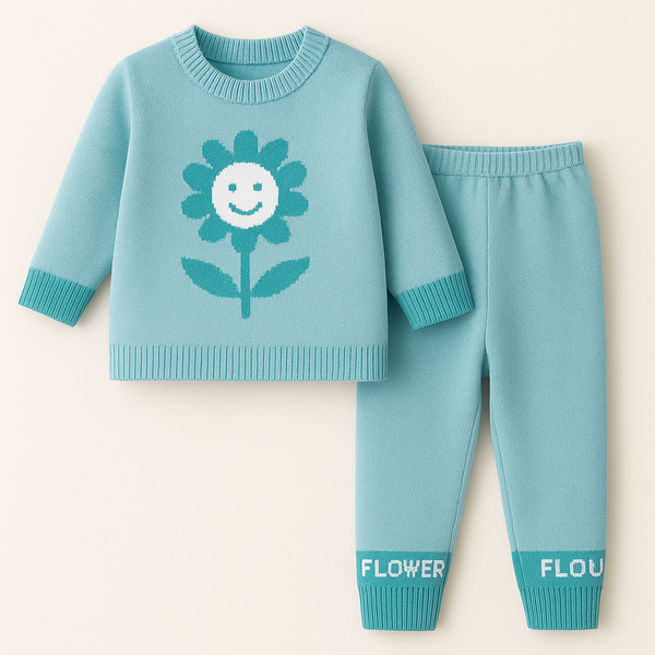 SUNSHINE BABY FLEECE PAJAMA SET SUNFLOWER BLUE 0-3M