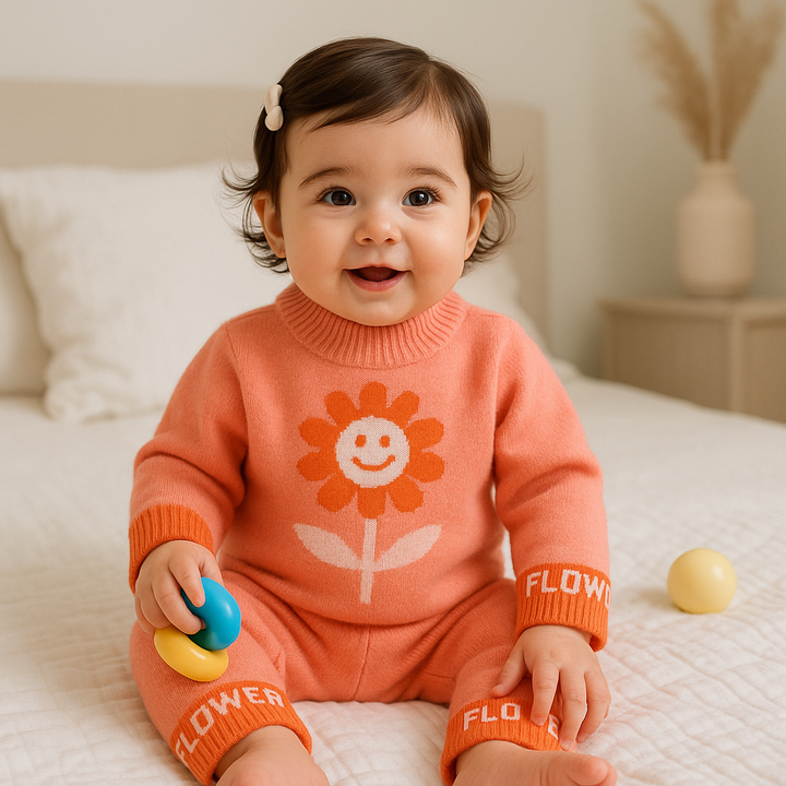 SUNSHINE BABY FLEECE PAJAMA SET SUNFLOWER PINK 0-3M