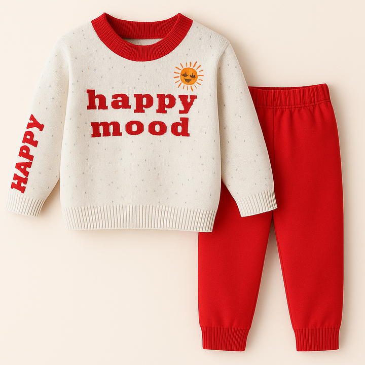 SUNSHINE BABY WOOLEN PAJAMA SET HAPPY MOOD RED 6-12 M