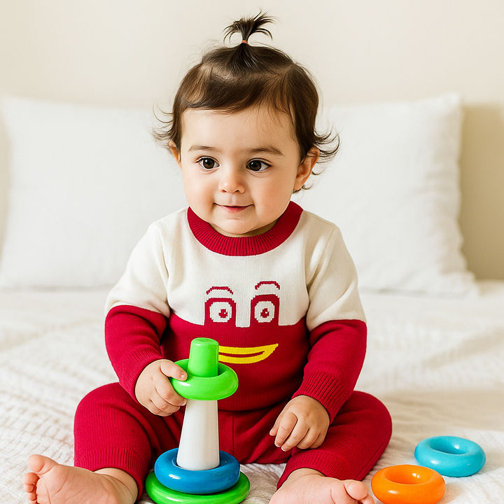 SUNSHINE BABY WOOLEN PAJAMA SET CRAB RED 0-3 M