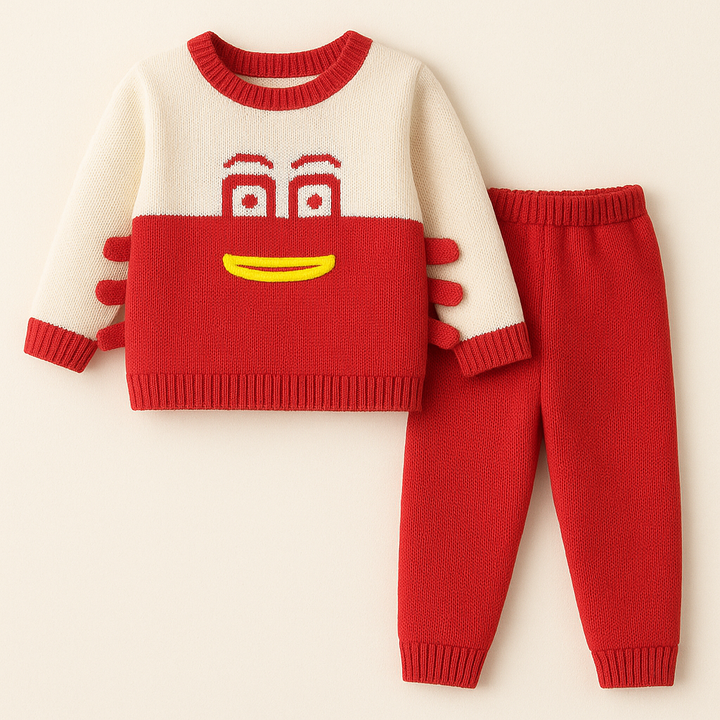 SUNSHINE BABY WOOLEN PAJAMA SET CRAB RED 0-3 M