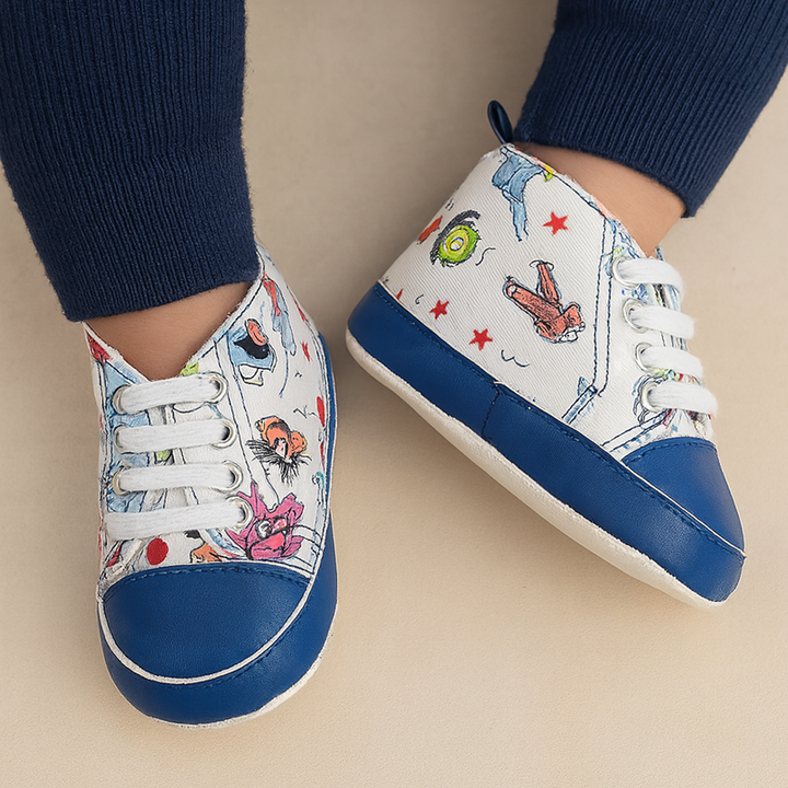 SUNSHINE BABY SHOES CARTOONS WHITE & BLUE NO 13