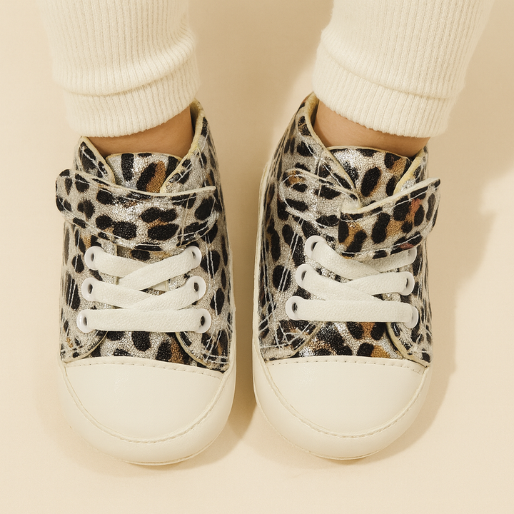 SUNSHINE BABY SHOES LEOPARD SILVER NO 13