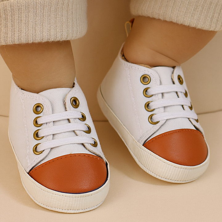SUNSHINE BABY SHOES WHITE & BROWN NO 13