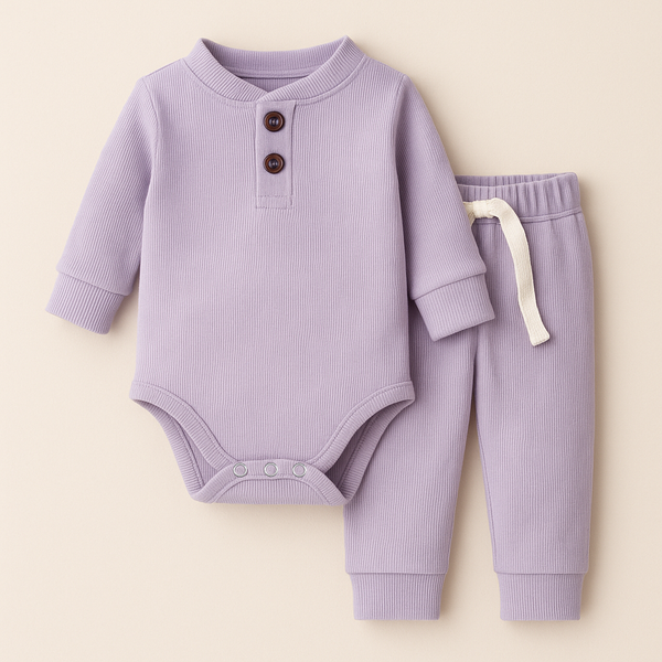 SUNSHINE KIDS WINTER RIB BODYSUIT & PAJAMA SET PURPLE 4