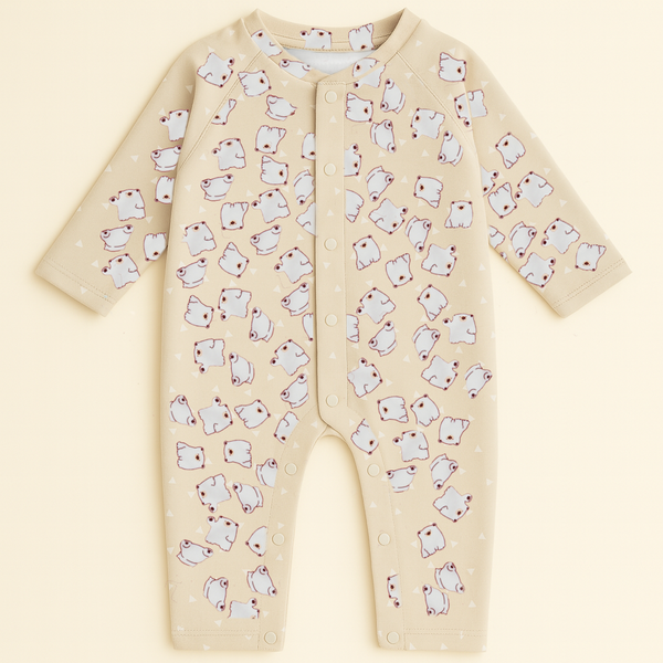 SUNSHINE BABY WINTER FLEECE ROMPER POLAR BEAR YELLOW 3-6M