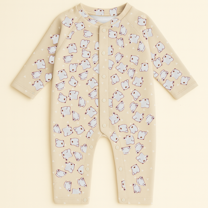 SUNSHINE BABY WINTER FLEECE ROMPER POLAR BEAR YELLOW 3-6M
