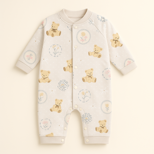 SUNSHINE BABY WINTER FLEECE ROMPER TEDDY BEAR BLUE 3-6M