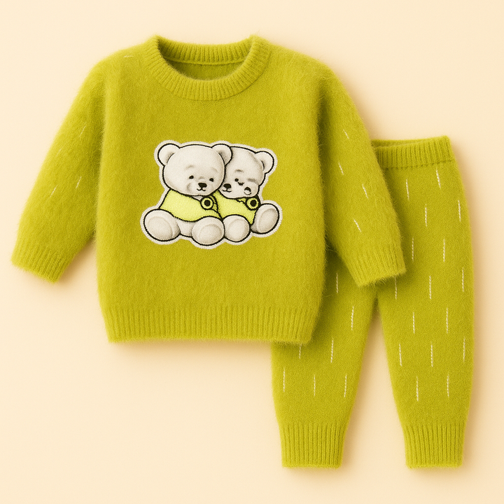 SUNSHINE BABY SOFT WOOLEN PAJAMA SET BABY BEARS GREEN 0 (NB)