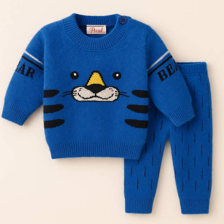 SUNSHINE BABY SOFT WOOLEN PAJAMA SET TIGER BLUE (NB)