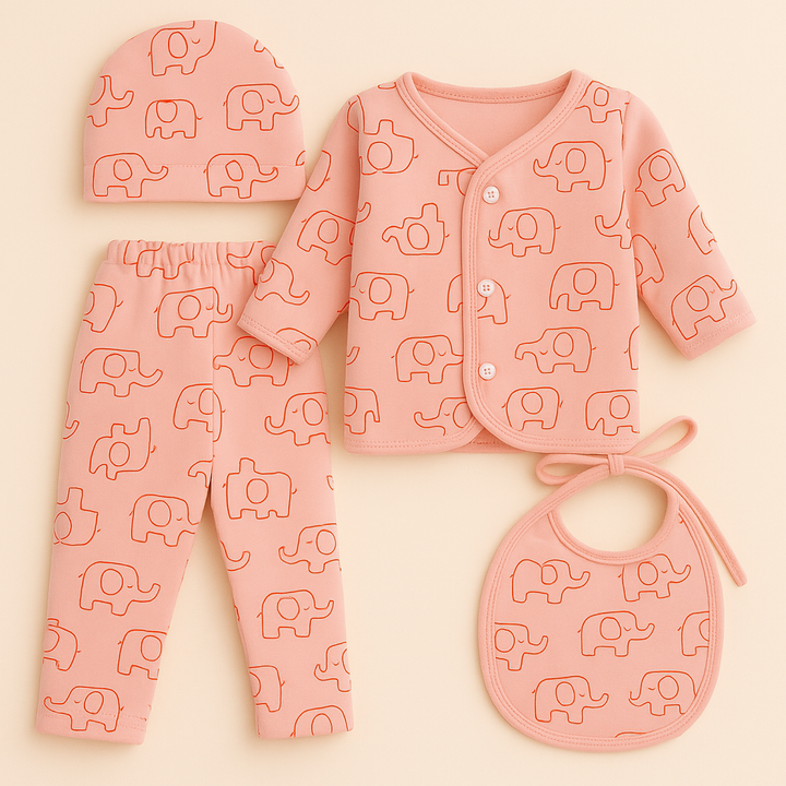 SUNSHINE BABY FS GIFT SET FLEECE ELEPHANTS 4 PCS PINK (NB)