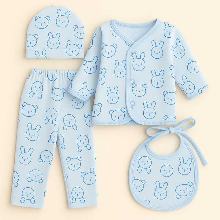 SUNSHINE BABY FS 4PCS FLEECE GIFT SET BUNNY BLUE(NB)