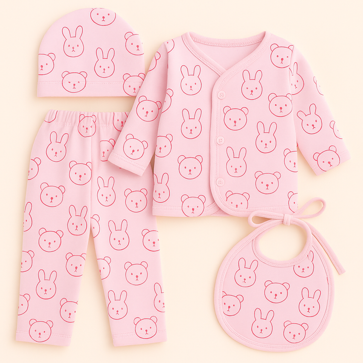 SUNSHINE BABY FS 4PCS FLEECE GIFT SET BUNNY PINK(NB)