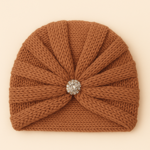SUNSHINE BABY TURBAN WOOLEN CAP BROWN