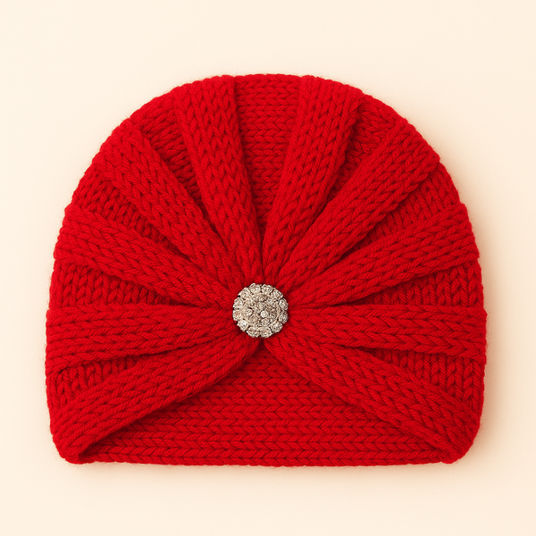SUNSHINE BABY TURBAN WOOLEN CAP RED